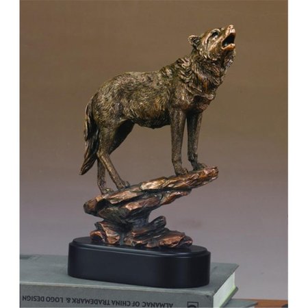 MARIAN IMPORTS Marian Imports F53206 Wolf On Incline Bronze Plated Resin Sculpture 53206